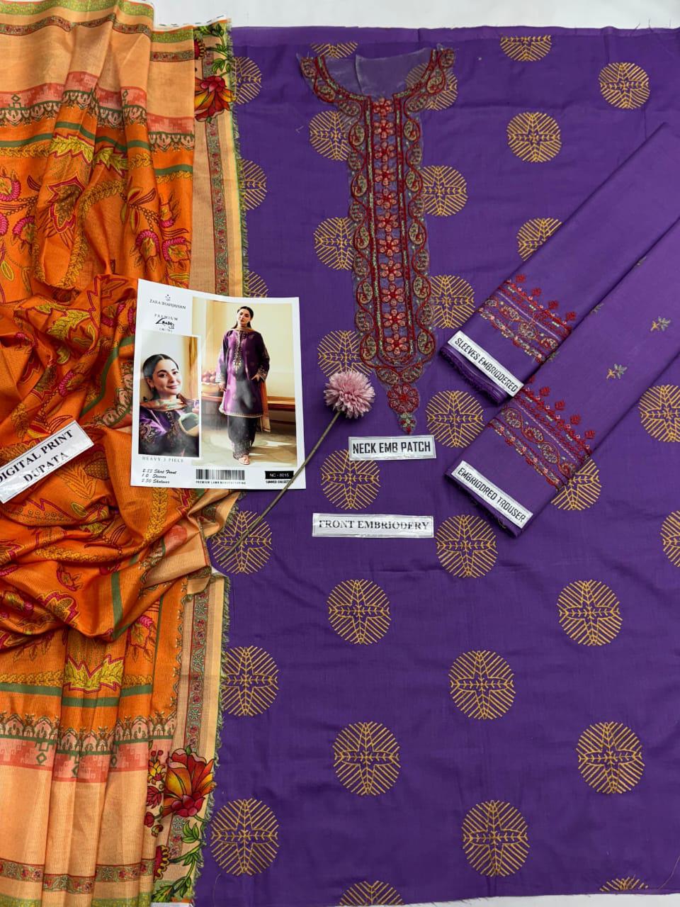 COCO Summer 2025 | Premium Lawn 3PC Suit – Full Embroidered Front