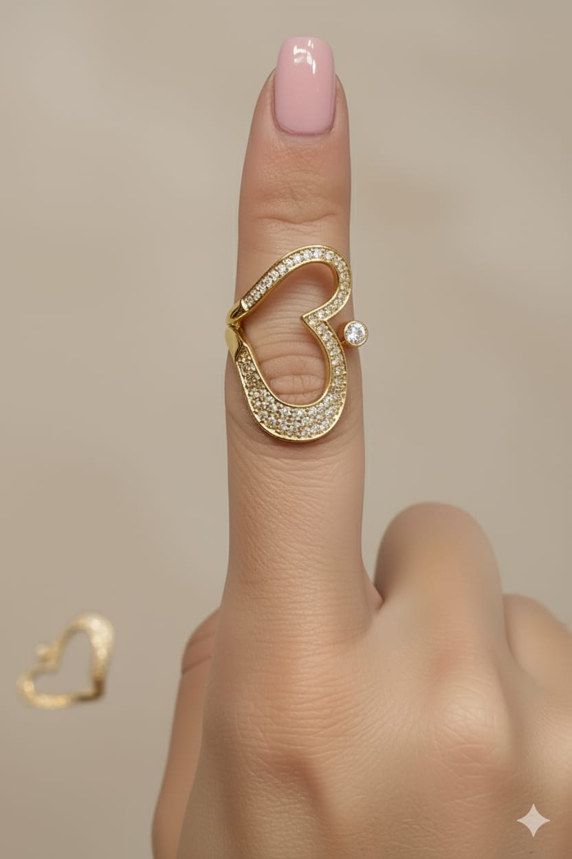 Cubic Zircon Adjustable Finger Ring