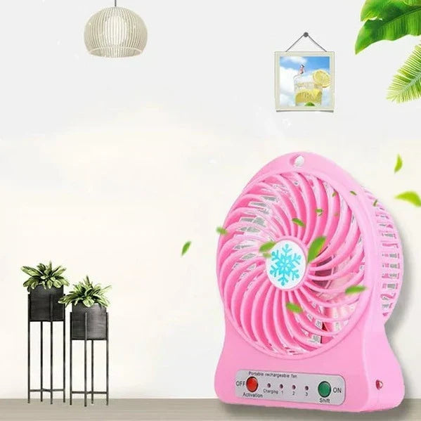 Mini Rechargeable Fan – 3 Speed Settings | Portable & Powerful Cooling